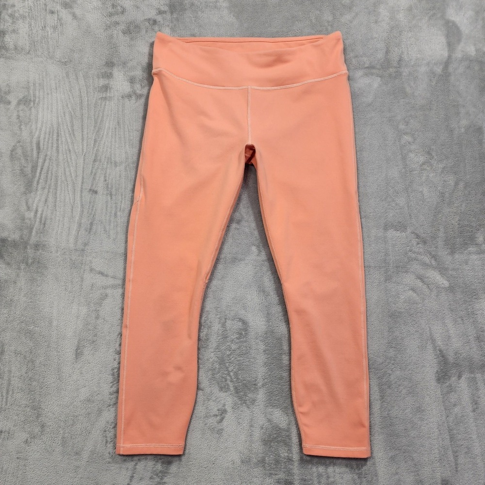 Fabletics Leggings Womens M Orange PowerHold Crop Ankle Compression Yoga Workout